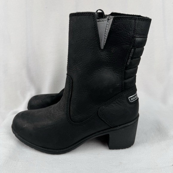 Women's Harley-Davidson Waterproof Black Boots Heels Size 8.5 M Stock #D87203 - Picture 3 of 9